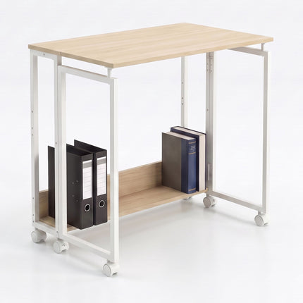 Folding Desk with Wheels, Natural White, 80x50 cm