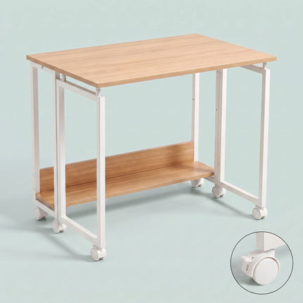 Folding Desk with Wheels, Natural White, 80x50 cm
