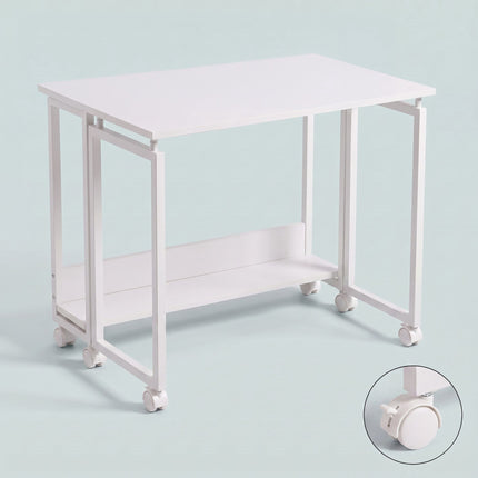 Folding Desk with Wheels, White, 60 x 50 cm