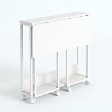 Folding Desk with Wheels, White, 80 x 50 cm