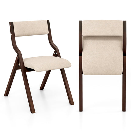 Folding Dining Chair Set, Padded Seats, Wood Frame