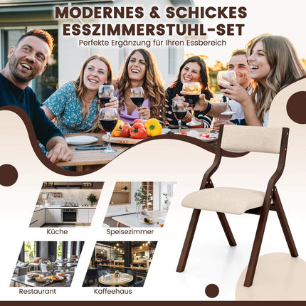 Folding Dining Chair Set, Padded Seats, Wood Frame