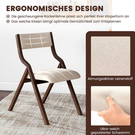 Folding Dining Chair Set, Padded Seats, Wood Frame