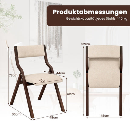 Folding Dining Chair Set, Padded Seats, Wood Frame
