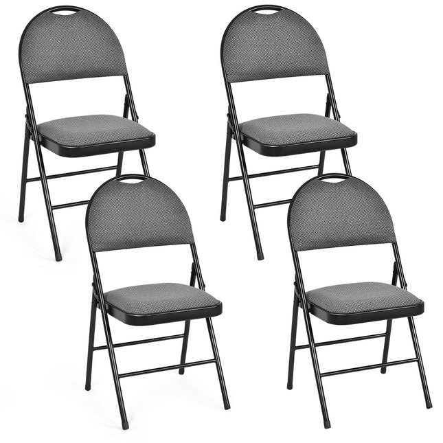 Klappbare Esszimmerstühle, gepolsterte Rückenlehne, 4er-Set, Grau