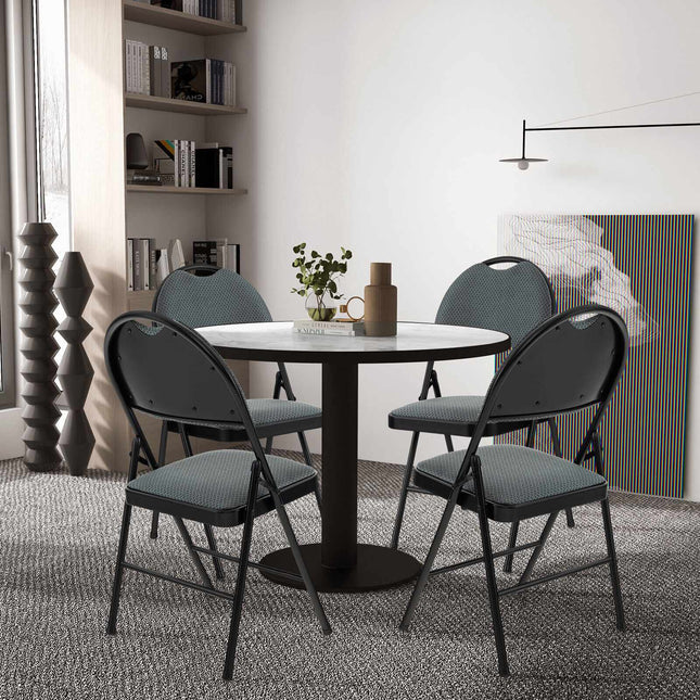 Klappbare Esszimmerstühle, gepolsterte Rückenlehne, 4er-Set, Grau