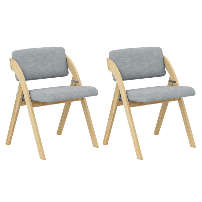 Klappbare Esszimmerstuhl-Set, gepolsterte Sitzfläche, Kautschukholzbeine, Grau