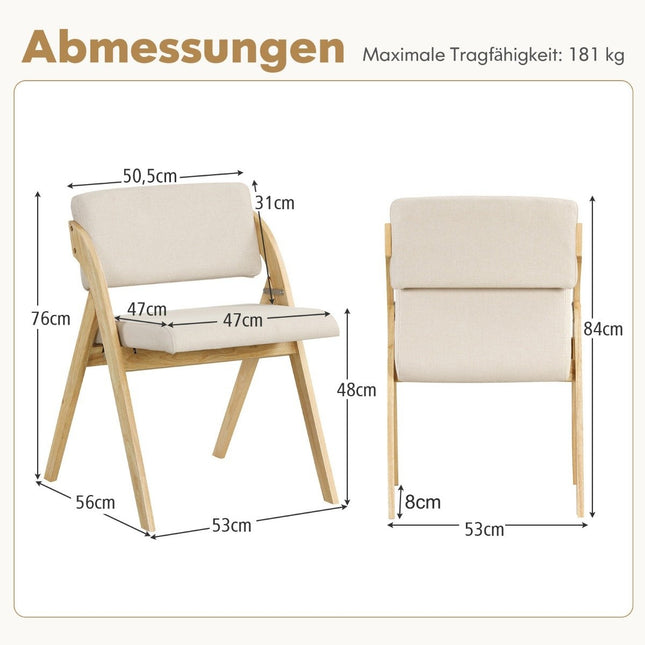 Klappbare Esszimmerstühle, Gummibaumholzbeine, gepolsterte Sitze