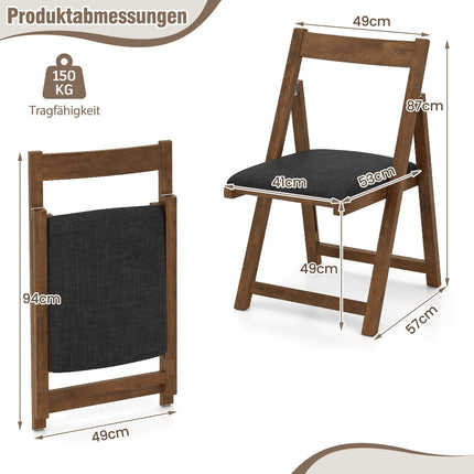 Folding Dining Chairs Set of 2, Padded, 150kg Capacity