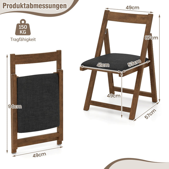Klappbare Esszimmerstühle 2er-Set, gepolstert, 150 kg Tragkraft