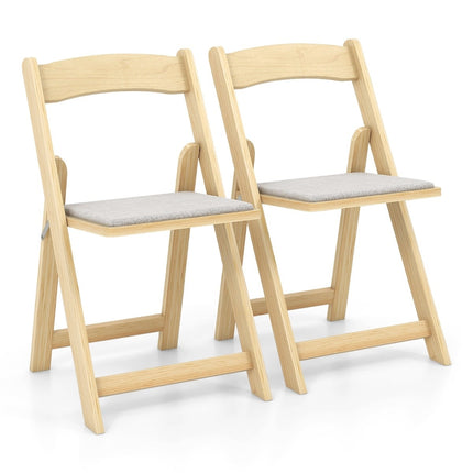 Folding Dining Chairs Set of 2, Padded Seat, Rubberwood