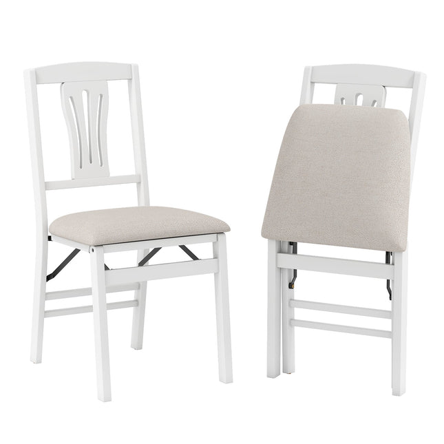 Klappbare Esszimmerstühle 2er-Set, gepolsterte Sitze, Gummibaumholzrahmen