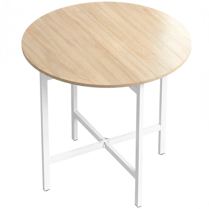 Folding Dining Table, 80 cm Round, Seats 2-4, Wood Finish