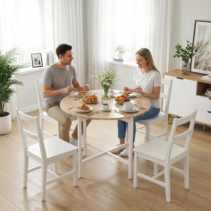 Folding Dining Table, 80 cm Round, Seats 2-4, Wood Finish