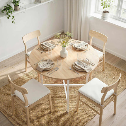 Folding Dining Table, 80 cm Round, Seats 2-4, Wood Finish
