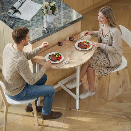 Folding Dining Table, 80 cm Round, Seats 2-4, Wood Finish