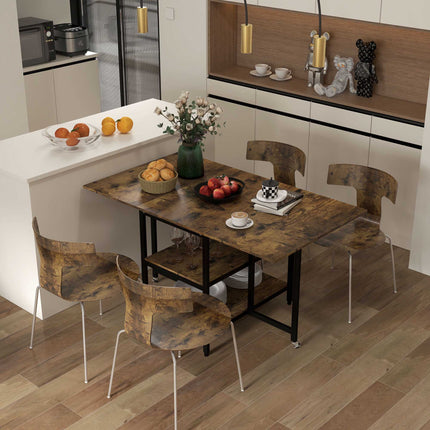 Folding Dining Table, Industrial Design, 140x80x75 cm, Brown/Black