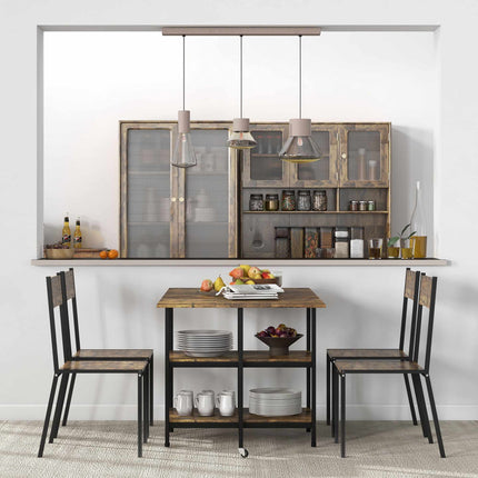 Folding Dining Table, Industrial Design, 140x80x75 cm, Brown/Black