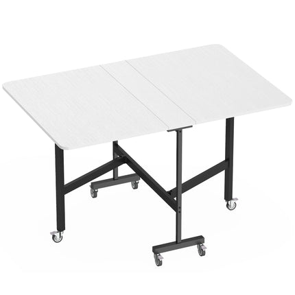 Folding Dining Table, Seats 6, Steel Frame, White