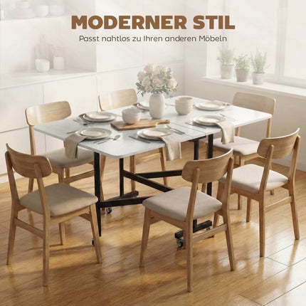 Folding Dining Table, Seats 6, Steel Frame, White