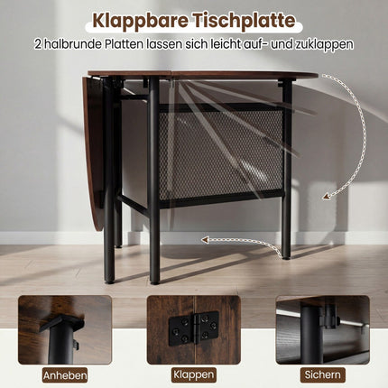 Klappbarer Esstisch für 6-8 Personen, platzsparendes ovales Design