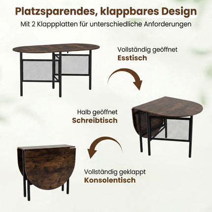 Klappbarer Esstisch für 6-8 Personen, platzsparendes ovales Design
