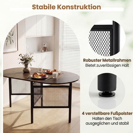 Klappbarer Esstisch für 6-8 Personen, platzsparendes ovales Design