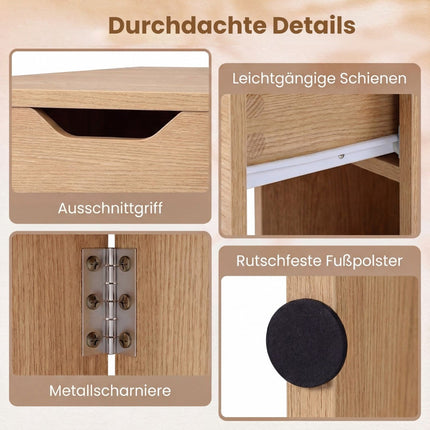 Klappbarer Esstisch mit Rollen, Ablagen, Schublade