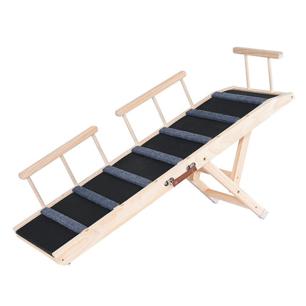 Folding Dog Ramp, Wood, Non-Slip, 120 cm, Adjustable 35–70 cm