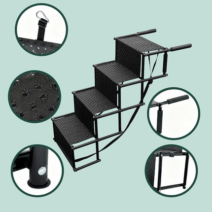 Folding Dog Stairs – 4 Steps, Supports 90 kg, Non-Slip