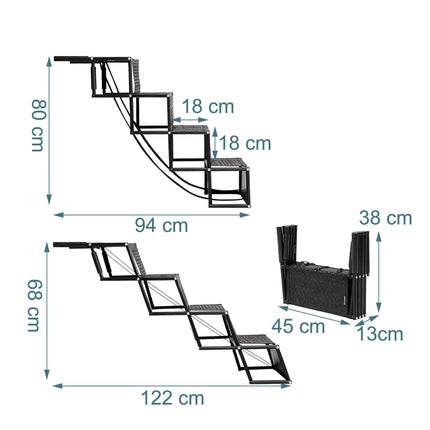 Folding Dog Stairs – 4 Steps, Supports 90 kg, Non-Slip