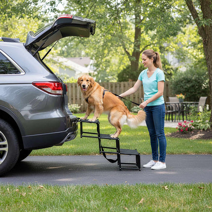 Folding Dog Stairs – 4 Steps, Supports 90 kg, Non-Slip