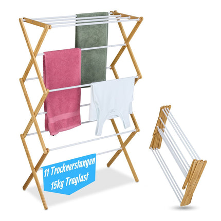 Folding Drying Rack – Bamboo & Metal, 6 Levels