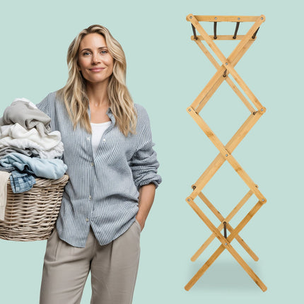 Folding Drying Rack, Bamboo & Metal, 6 Levels