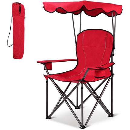 Klappbarer Angelstuhl mit Getränkehalter für Terrasse, Strand, Camping, 96,5 x 67,5 x 130 cm, Rot