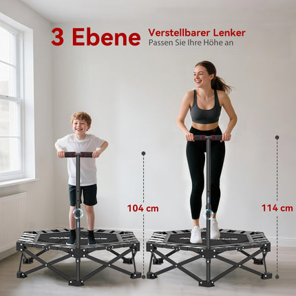 Skládací fitness trampolína s nastavitelnou tyčí T, nosnost 120kg