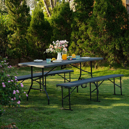 Folding Garden Bench, Dark Grey, 180 cm
