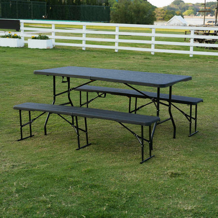 Folding Garden Bench, Dark Grey, 180 cm