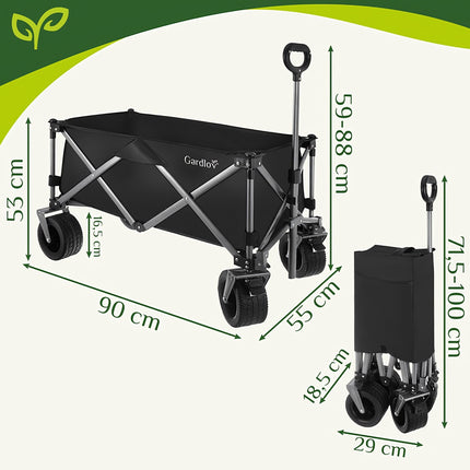 Folding Garden Cart 150L, 200kg Capacity, Off-Road Wheels