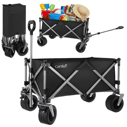 Folding Garden Cart 150L, 200kg Capacity, Off-Road Wheels