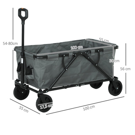 Faltbarer Gartenwagen, 160L Fassungsvermögen, 120kg Tragkraft, Dunkelgrau