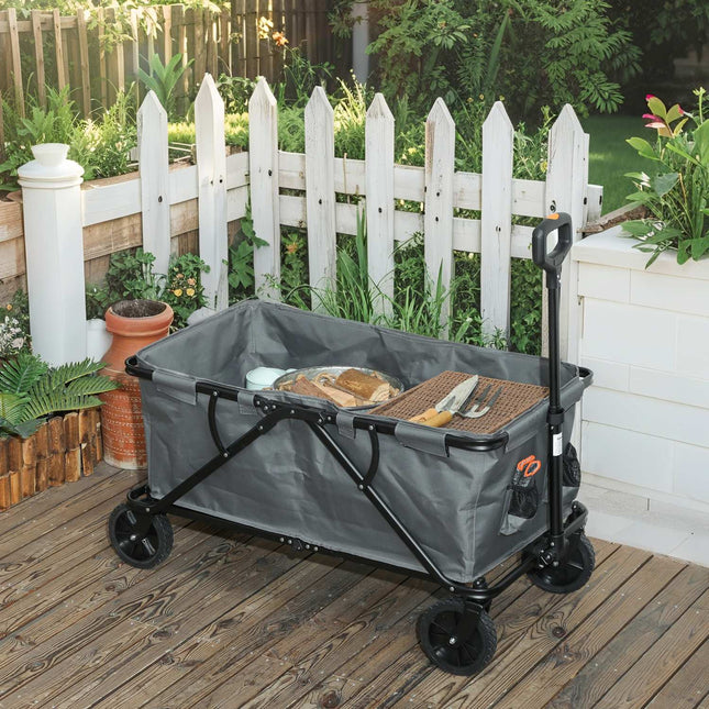 Faltbarer Gartenwagen, 160L Fassungsvermögen, 120kg Tragkraft, Dunkelgrau