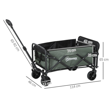 Folding Garden Cart, 72L Capacity, 90kg Load, Green