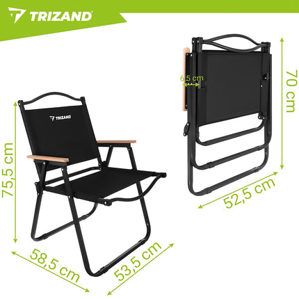 Klappbarer Gartenstuhl, Schwarz, 75,5x58,5x53,5 cm