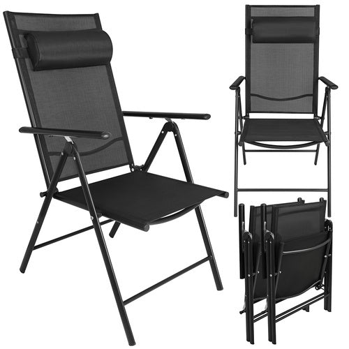 Klappbare Gartenstühle, 2er-Set, Schwarz, Verstellbar
