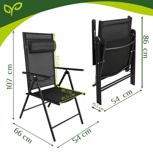 Klappbare Gartenstühle, 2er-Set, Schwarz, Verstellbar