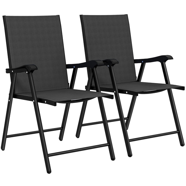Klappbare Gartenstühle 2er-Set, Stahl & Textilene, Schwarz