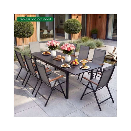 Folding Garden Chairs Set of 2 with 5-Position Backrest, Grey, Up to 150 kg