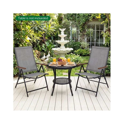 Folding Garden Chairs Set of 2 with 5-Position Backrest, Grey, Up to 150 kg