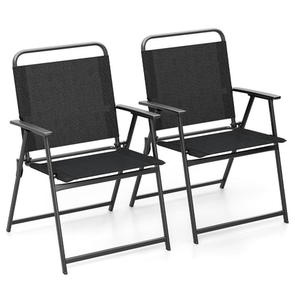 Klappbare Gartenstühle 2er-Set mit Armlehnen, Schwarz